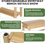Wood Shoe Bench Entryway with Drawer: 2-Tiers Wooden Storage Shoe Rack with Bench Seat, Compact Mid-Century Modern Design for Entryway, Hallway, Closet, Front Door Entrance, Foyer