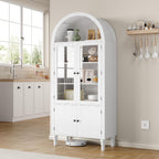 Furnify 71" Tall Arched Kitchen Pantry Cabinet with Door Shelves, White | Modern Kitchen Storage Cabinet with Doors, 3 Adjustable Shelves, Versatile Cupboard for Kitchen Dining Room Living Room
