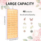 Bloss Hanging Jewelry Organizer with 48 Pockets, Mothers Day Gifts Double-Size Hanging Jewelry Holder with Hanger Hooks, Jewelry Organizers and Storage for Earrings, Necklaces and Rings, Purple