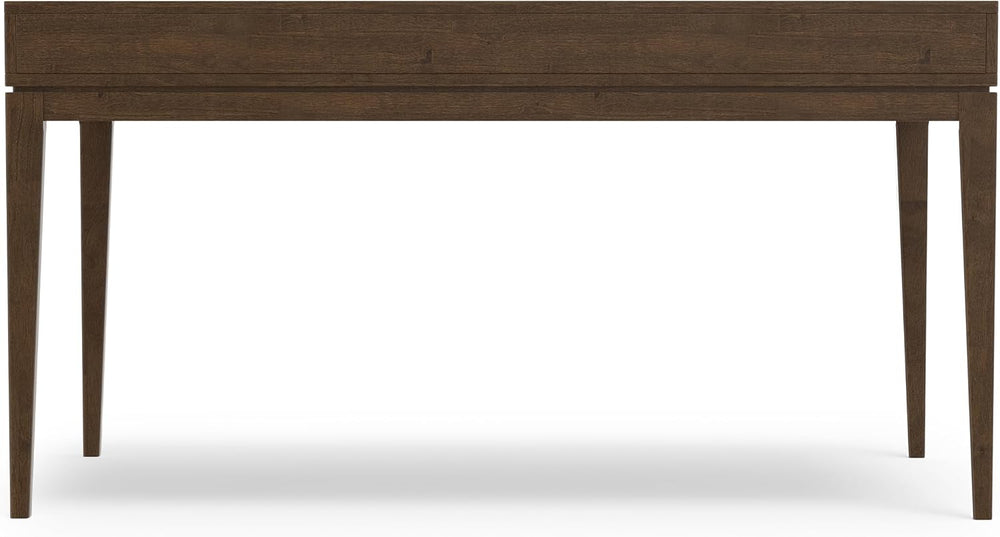 SIMPLIHOME Harper 60" Wide Solid Wood Writing Desk in Walnut Brown