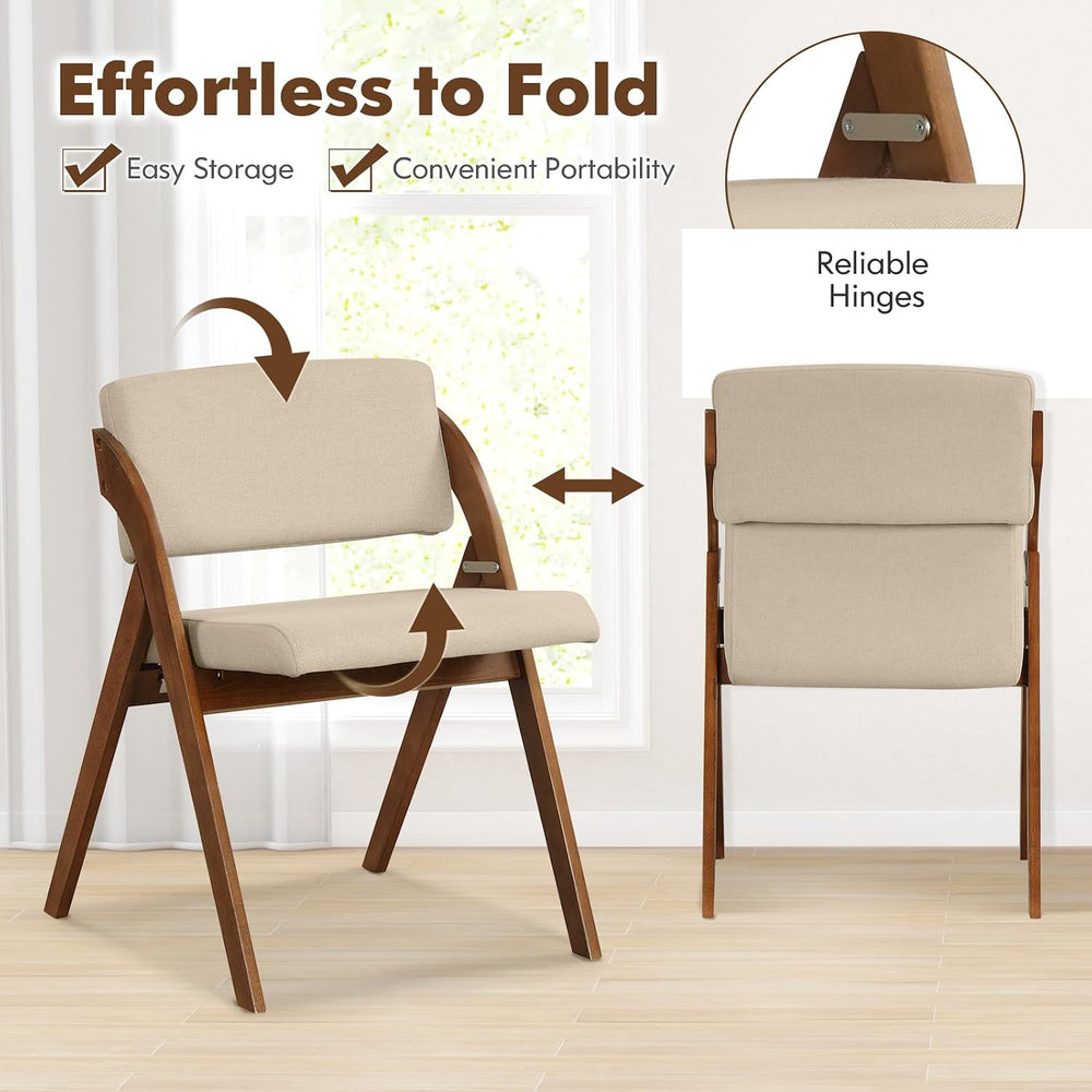 GOFLAME Folding Dining Chairs Set of 2, Upholstered Kitchen Chairs with Padde...