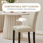 VECELO Upholstered Dining Chairs Set of 4, Modern Fabric and Solid Wood Legs & High Back for Kitchen/Living Room- Beige