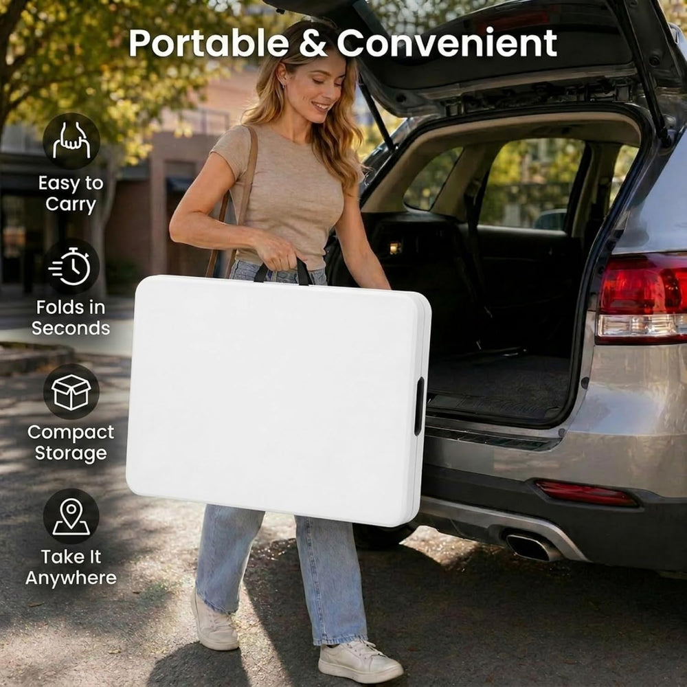 HAISIWLKJ Folding Table 6 FT Lightweight Camping Table White Portable Plastic...