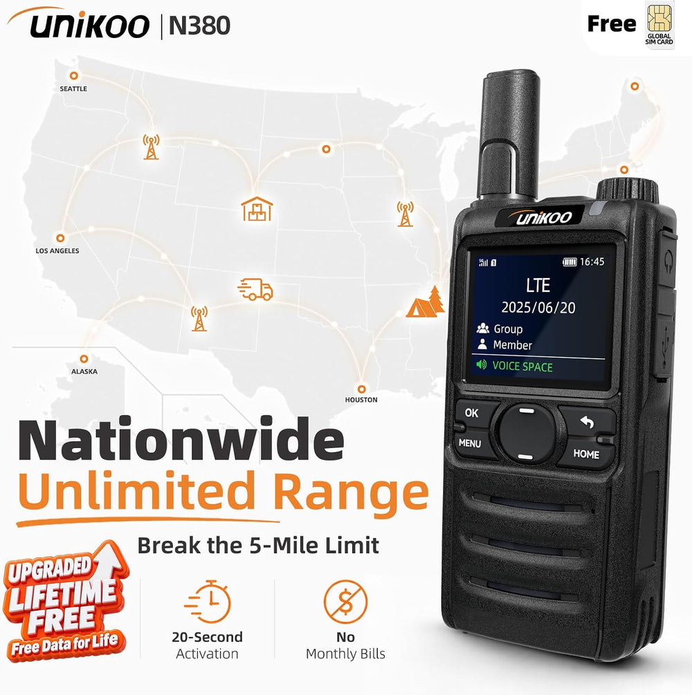 Lifetime Free Walkie Talkies Unlimited Range 4G LTE POC Two Way Radios