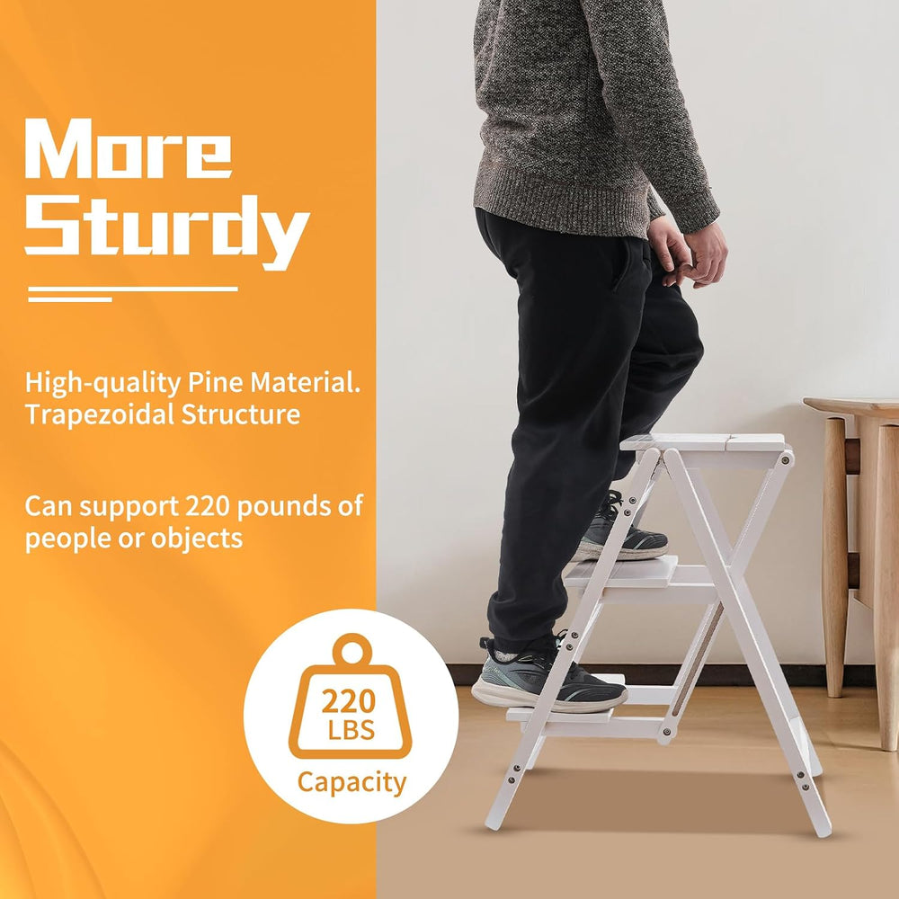 3-Step Ladder Chair Folding Step Stool Chair 22.44" L x 16.33" W x ...