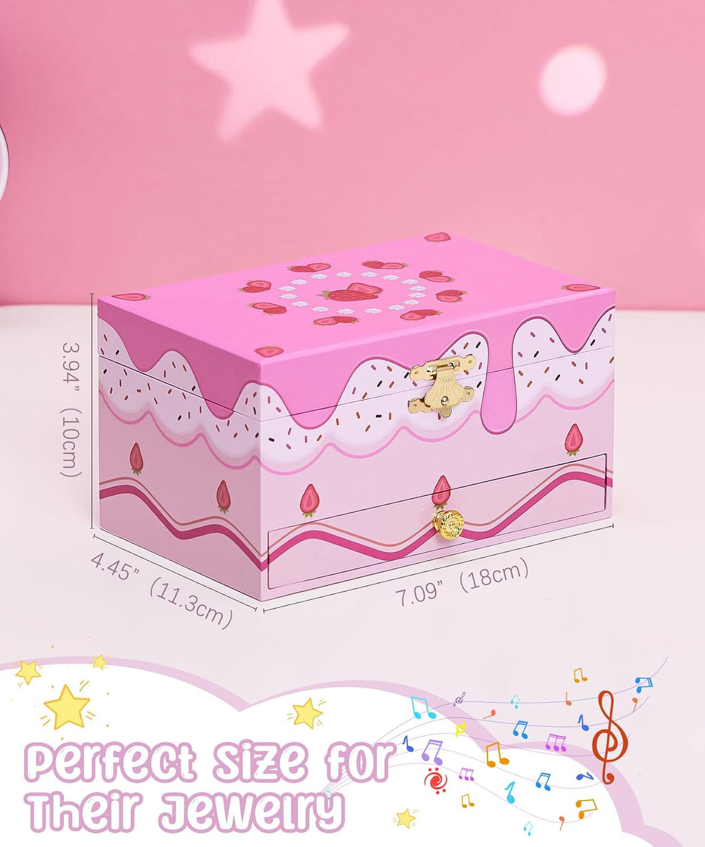 Homde Musical Jewelry Box for Girls: 2-Layer Spinning Fairy Organizer | Storage for Ring Necklace - Birthday Christmas Gift for Girls Ages 3 to 12 - Spinning Fairy Plays Melody When Lid Opens