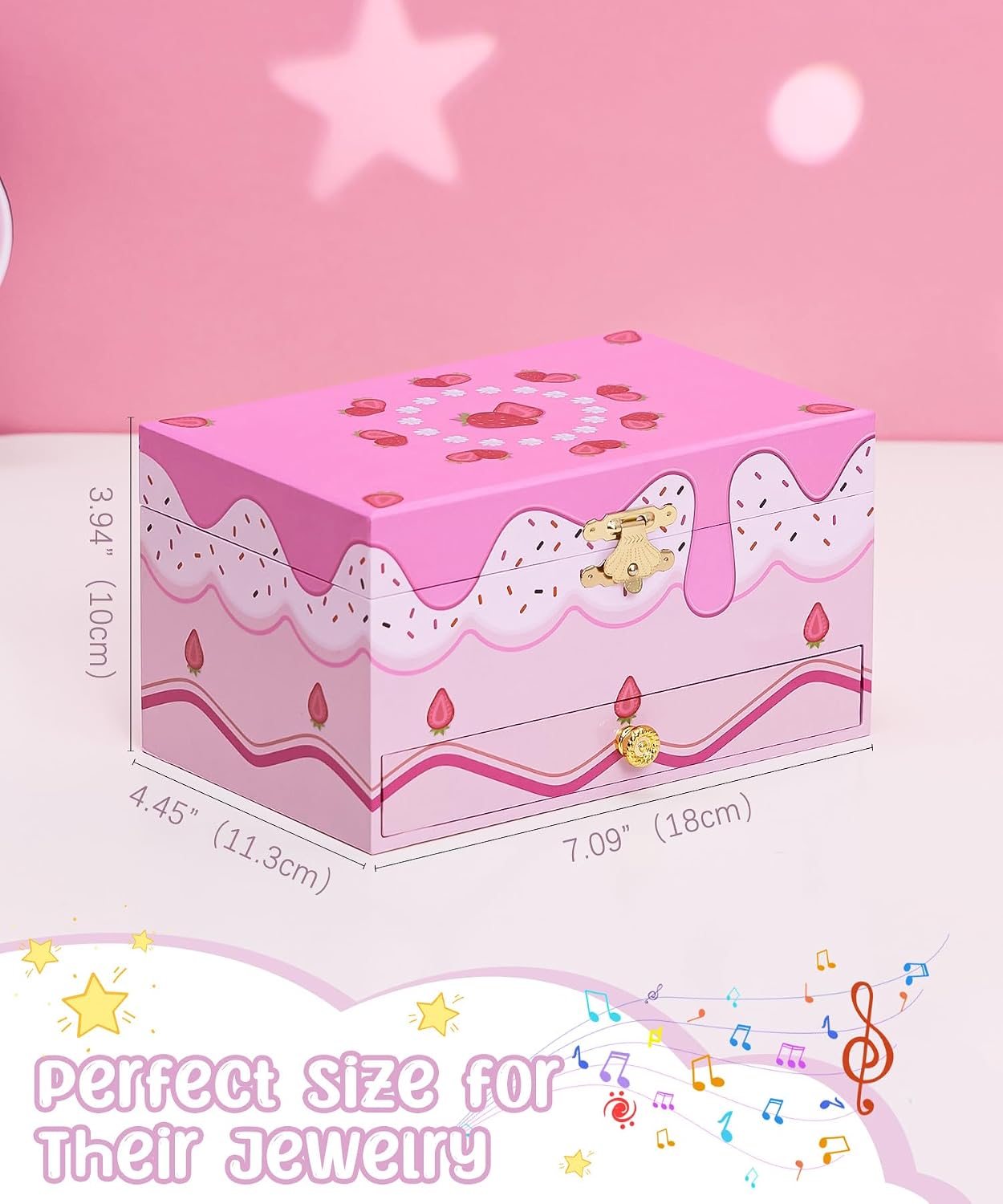 Homde Musical Jewelry Box for Girls: 2-Layer Spinning Fairy Organizer | Storage for Ring Necklace - Birthday Christmas Gift for Girls Ages 3 to 12 - Spinning Fairy Plays Melody When Lid Opens