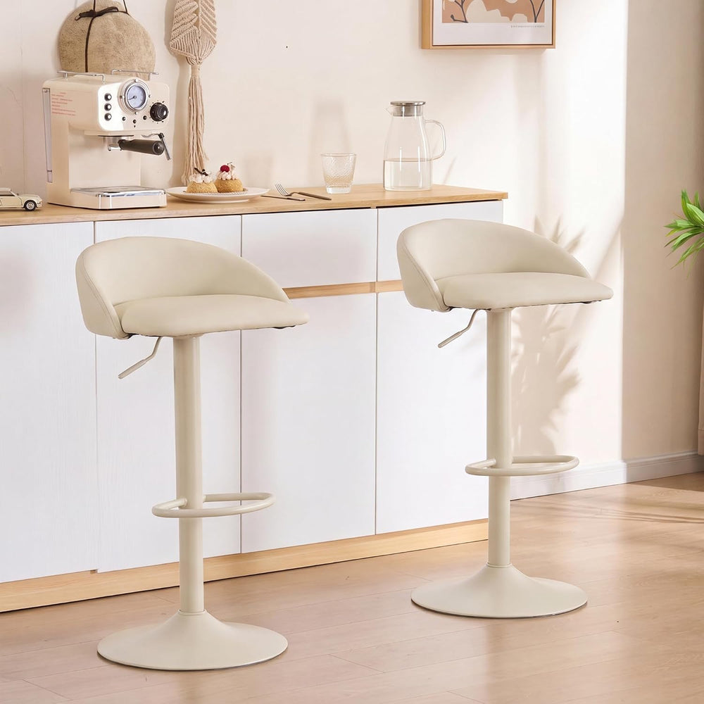 YOUNIKE Bar Stools Set of 2 Kitchen Bar Chair Counter Height Barstool Cream |...