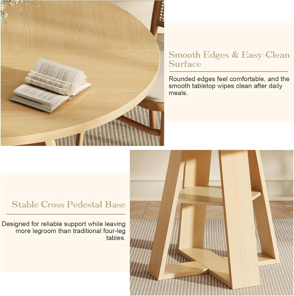 47.2" Round Dining Table for 4-6, Circle Kitchen Table with Open Storage...