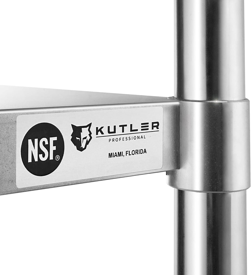 KUTLER Stainless Steel Table 30 x 60 Inches, NSF Heavy Duty Commercial Kitchen Prep and Work Table with Undershelf for Restaurant, Hotel, Home