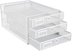 Annova Desk Organizer Wire Mesh 3 Tier Sliding Drawers Paper Sorter/Multifunctional/Premium Solid Construction for Letters, Documents, Mail, Files, Paper, Kids' Art Supplies (White)