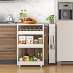 Slim Storage Cart, 4-Tier Kitchen Rolling Cart Narrow Storage Cabinet with Handle & Wheels, Metal Rolling Shelf Unit for Kitchen Bathroom Laundry Small Places(5 in Width/White)