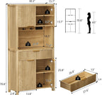 Modern Black Kitchen Pantry Cabinet/Water Ripple Food Cabinet (Wood Color)