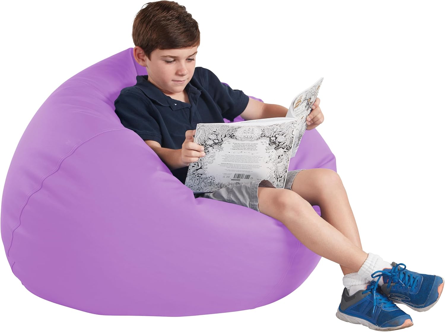 FDP SoftScape Classic 35" Standard Bean Bag Chair, Furniture for Kids, Teens, Perfect for Reading, Playing Video Games, Relaxing Alternative Seating for Classroom, Library, Home - Lavender, 10478-LV