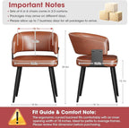 Modern Dining Chairs Set of 4, Upholstered Faux Leather Kitchen Side Chairs with Curved Open Back, Elegant Decorative Stitching, Easy Assembly for Dining Room, Restaurant, Cafe,Vintage Brown