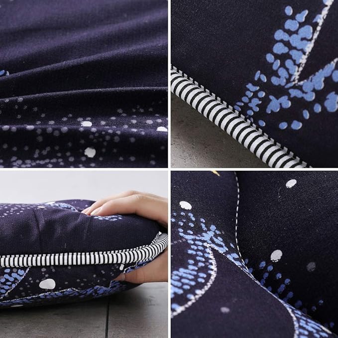 MAXYOYO Japanese Floor Mattress Futon Mattress, 4" Thicken Tatami Mat Sleeping Pad Foldable Roll Up Mat Boys Girls Dormitory Pad Kids Floor Lounger Pillow Bed, Charcoal Grey, Queen Size