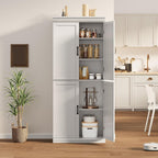 70 Inch Tall Pantry Cabinet, Wood Kitchen Storage Cabinet with 4 Doors & Adjustable Shelves, Modern White Pantry Organizer Cupboard for Dining Room, Living Room