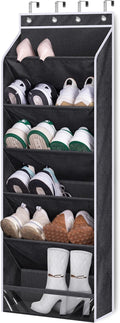 Over the Door Shoe Organizer Fit Big Shoes Large Shoe Rack for Door Hanging Shoe Organizer for Closet Door Storage Boots, Black