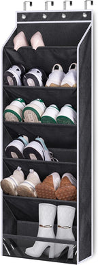 Over the Door Shoe Organizer Fit Big Shoes Large Shoe Rack for Door Hanging Shoe Organizer for Closet Door Storage Boots, Black