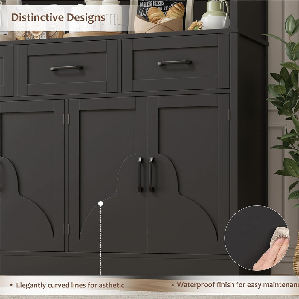 HITHOS 76" Tall Kitchen Pantry Storage Cabinet, 55“ Wide Kitchen Hutch C...