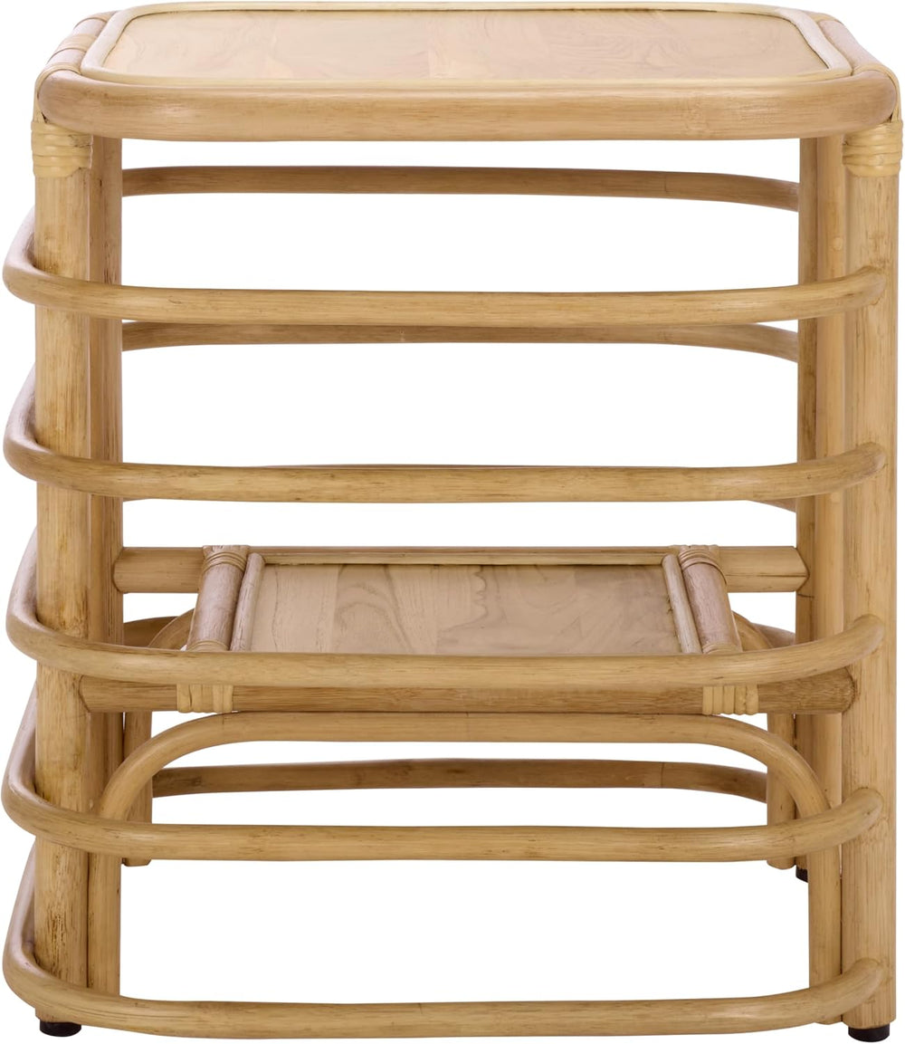 SAFAVIEH Home Collection - Maestro Natural Rattan Accent Table, Tropical Boho...