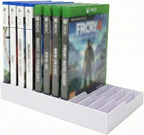Video Game Storage Tower for PS5 / PS4 / Xbox Series X/Xbox One Game Cases, 12-Disc Capacity DVD & Blu-Ray Organizer Stand, Anti-Slip ABS Desktop Rack, No Assembly Required (1, White)