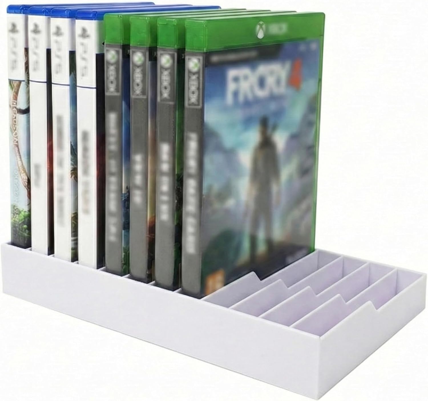 Video Game Storage Tower for PS5 / PS4 / Xbox Series X/Xbox One Game Cases, 12-Disc Capacity DVD & Blu-Ray Organizer Stand, Anti-Slip ABS Desktop Rack, No Assembly Required (1, White)