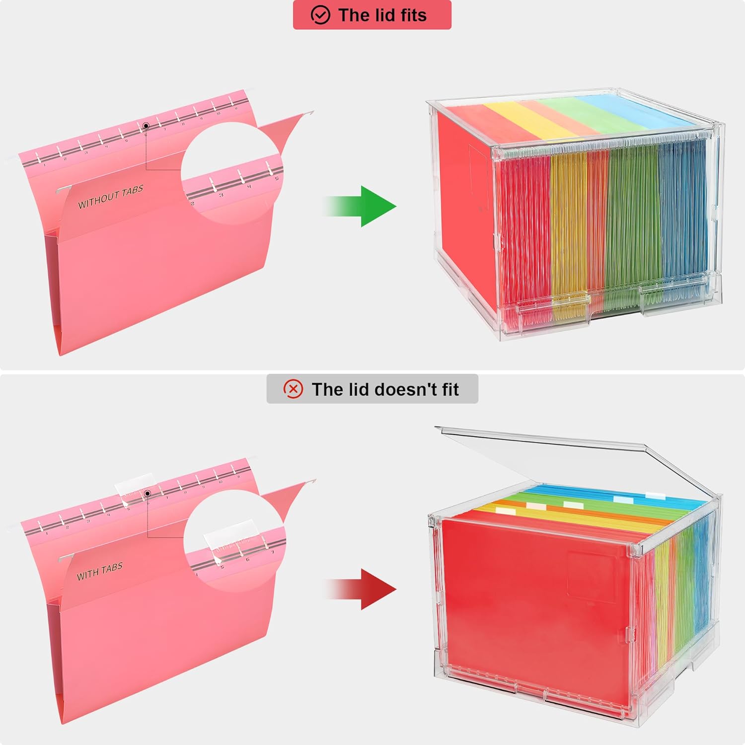 UMAIL File Box,Hanging File Organizer,Portable Storage Bins with Lids,Letter-size File Holder File Cabinet for Office/Home/Decor No Folders(3Pack)