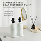 MaisoNovo Soap Dispenser 3-Piece Set | 16.9oz White Bottles with Black Stainless Steel Pumps