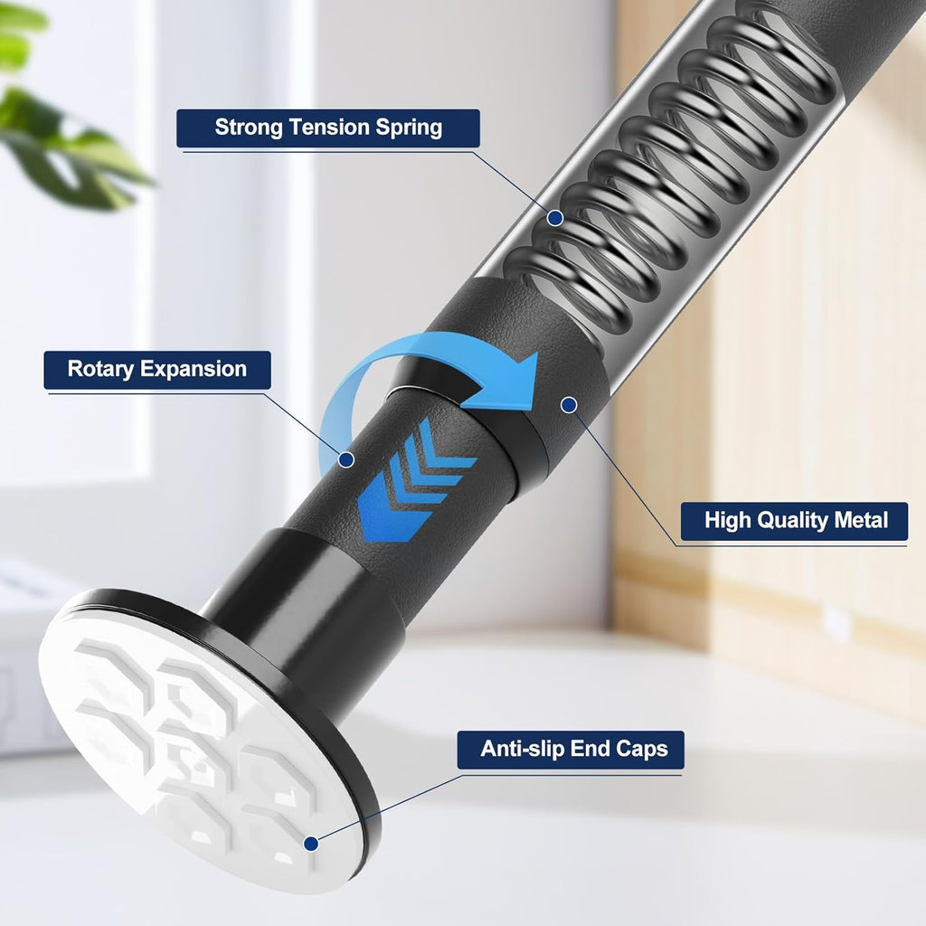 No Drilling Closet Rod, 27.5-74 Inches Hanging Closet Rod for Clothes, Closet Bar & Pole Heavy-duty, Closet Rods for Hanging Clothes For Closet Wardrobes Bathroom Laundry RV Curtains,Black
