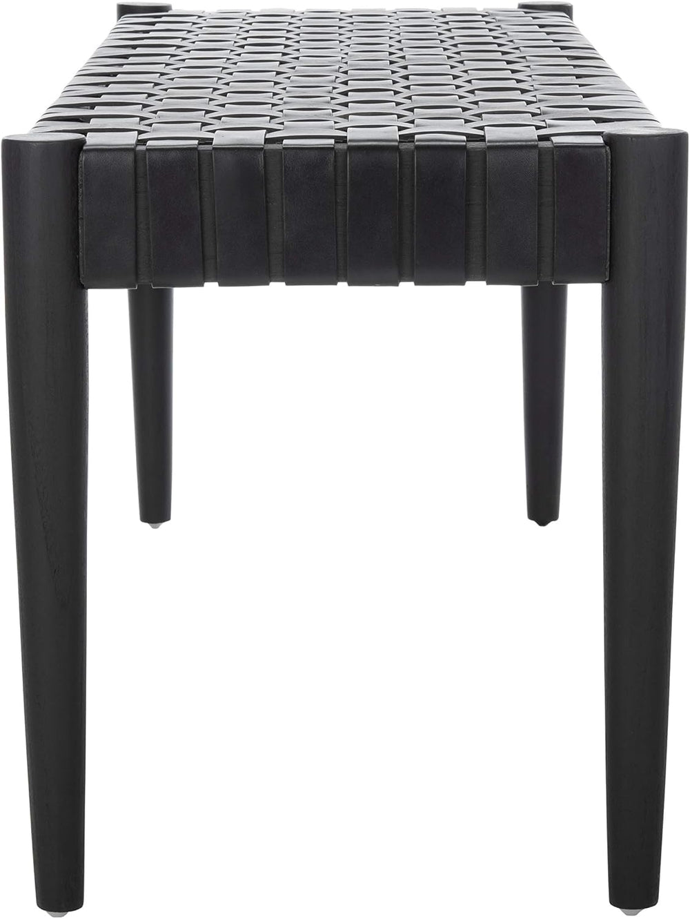 SAFAVIEH Amalia Bench 18”, Solid Wood & Leather Black BCH1001D