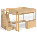 Full Over Full Loft Bed with Storage Stairs and Pretend Store Counter (Full)