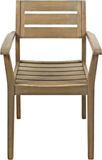 Merax Acacia Wood Dining Chairs Set of 2,Stamford Outdoor Acacia Wood Dining Chairs for Kitchen, Living Room,Outdoor,Grey