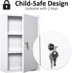 kleankin Steel Wall Mount Medicine Cabinet 3 Tier Emergency Box for Bathroom Kitchen, Lockable with 2 Keys, White