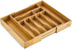 Night Tree Deep Bamboo Drawer Organizer – Expandable Utensil and Silverware Tray for Kitchen Cutlery and Flatware, Large Size (21.6" or 13.7" x 17" x 2.5")