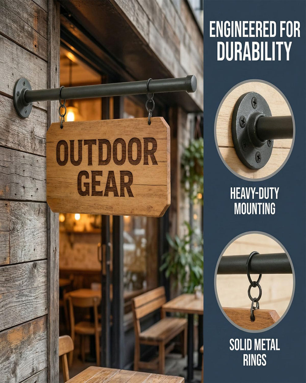 Hanging Sign Bracket 20 Inch Outdoor Sign Holder with Hardware