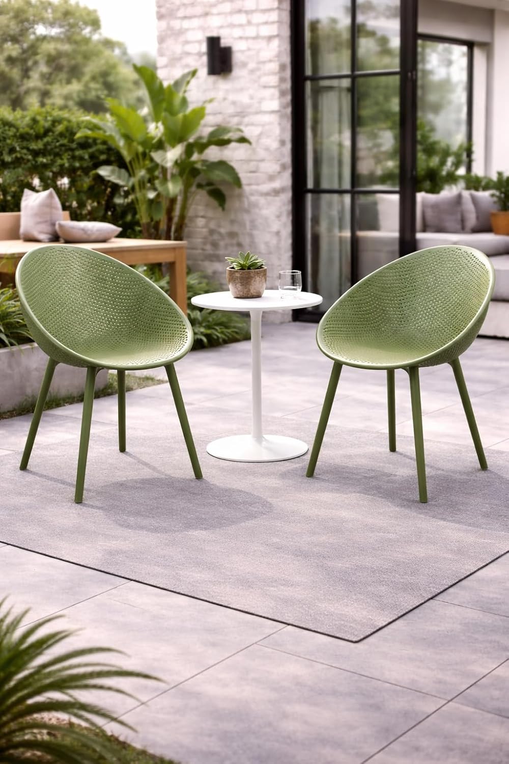 2xhome Modern Patio Dining Chair | Perforated Oval Egg-Shaped Breathable Weat...