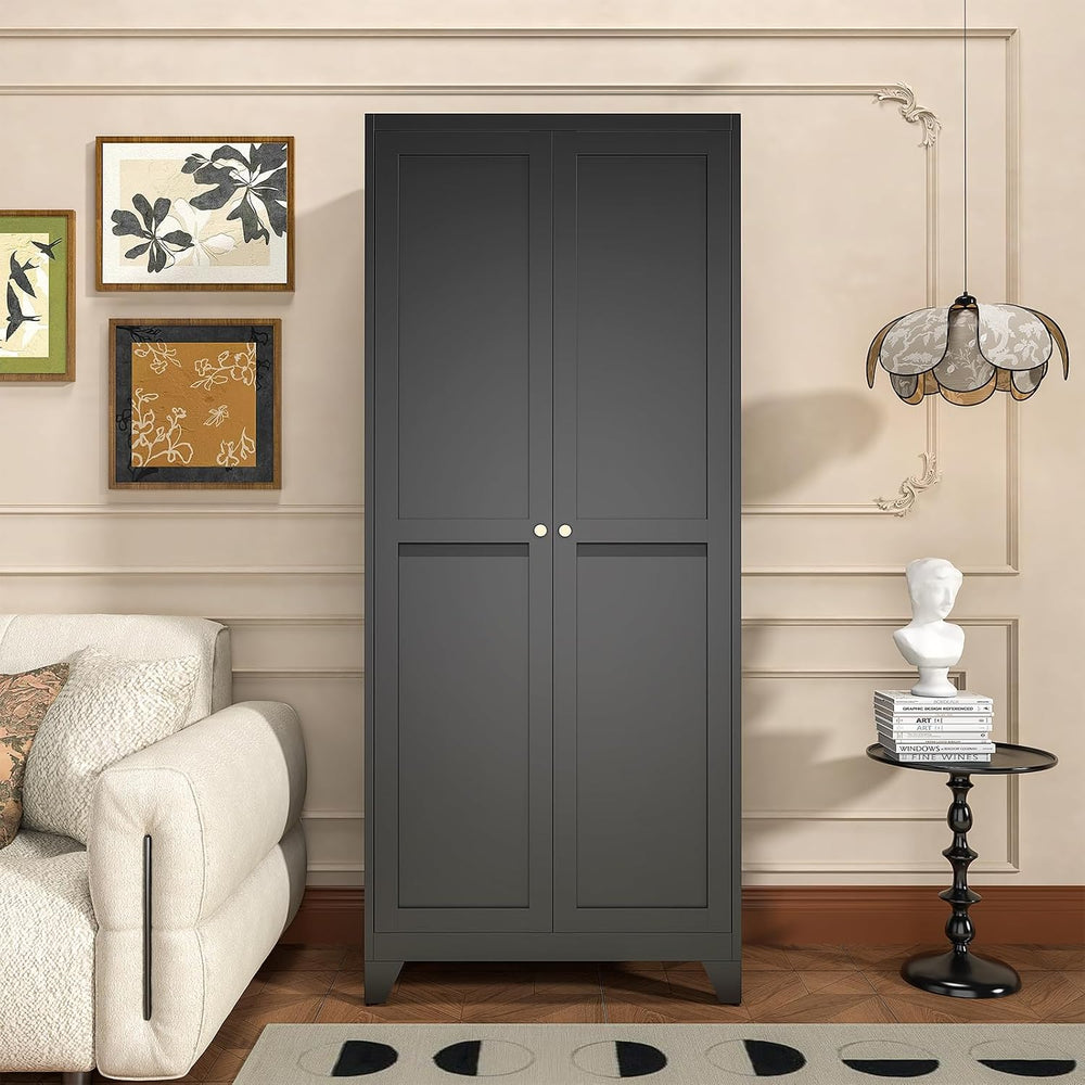 75" Metal Kitchen Pantry Cabinet with Dual Opening Design, Tall Storage ...