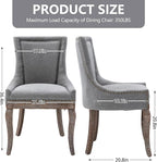 Modern Dining Chairs Set of 2, High Back Dining Chairs Side Chairs with Solid Wood Legs, Upholstered Fabric Dining Room Chairs for Dining Room Kitchen, Grey