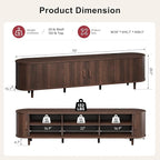 70" Mid Century Modern TV Stand, Wood TV Consoles with Sliding Doors and Power Outlet, Entertainment Center with Adjustable Shelves, Fluted TV Stands for Living Room, Walnut
