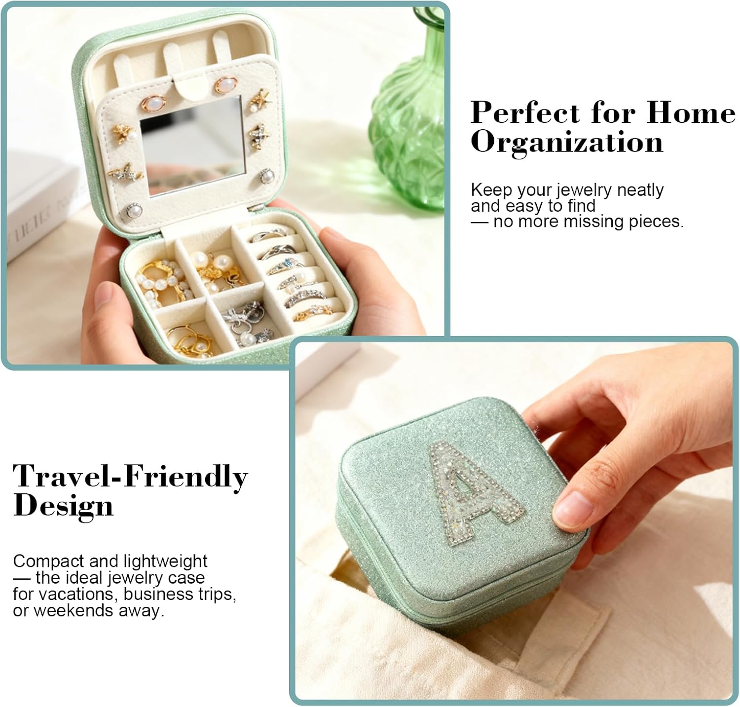 Mothers Day Gift Travel Jewelry Case for Women, Large Jewelry Organizer with Straps, Secure Storage, Better Organization, Gift for Bridesmaid, Daughter, Granddaughter