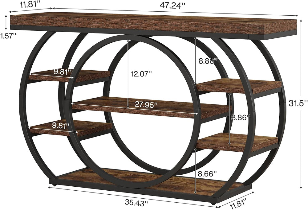 Tribesigns 47" Console Table for Living Room, 5-Tier Industrial Entryway...