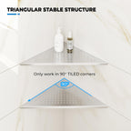 FerdY 2-Pack 10" Brushed Nickel Recessed Corner Shower Shelf, for Tiled Bathroom Walls, 304 Stainless Steel Floating Shower Shelf, Shower Caddy Storage Shelves, No Drilling Required, Point Triangle