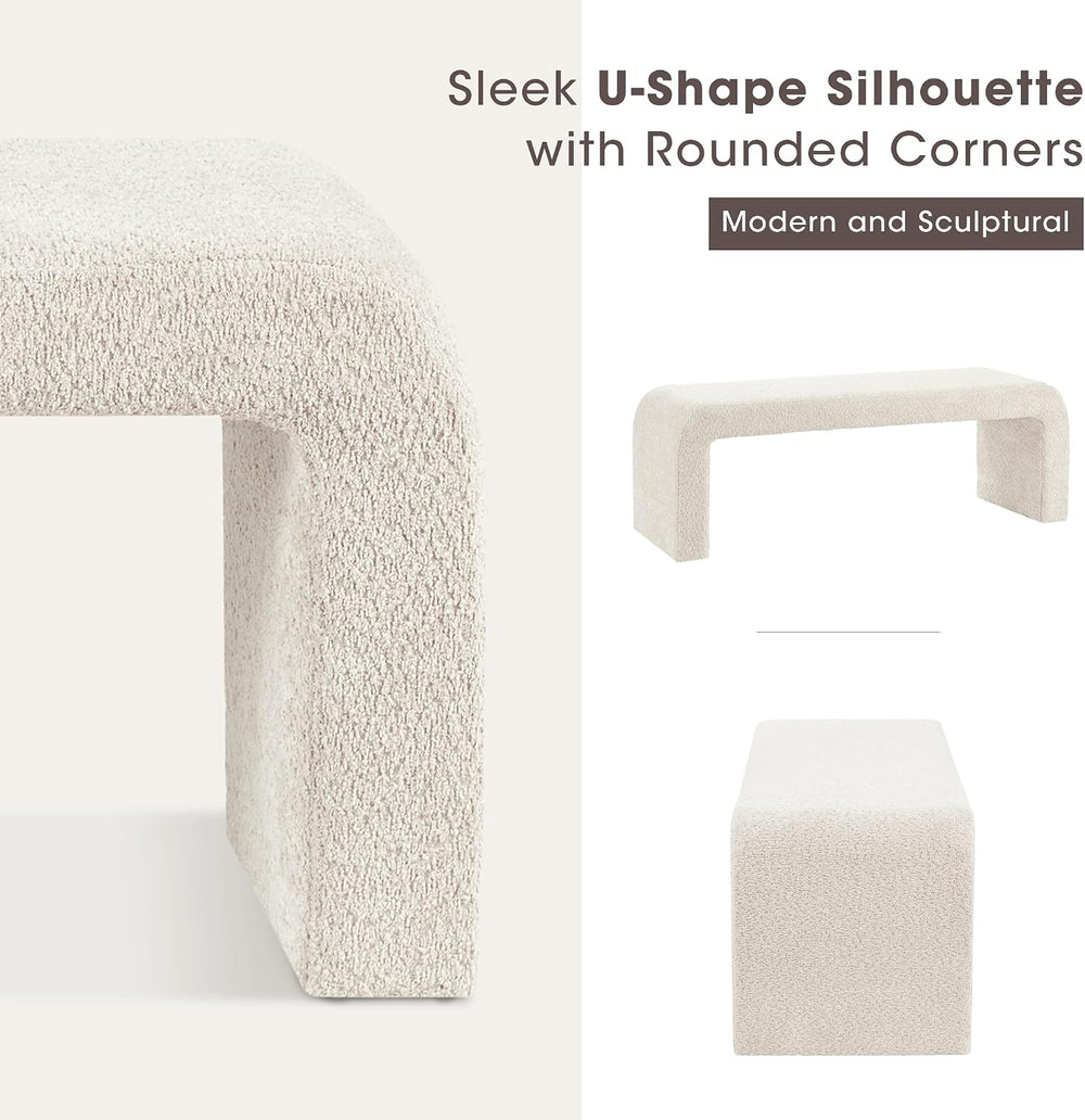 Ink+Ivy Steve Entryway Accent Bench Padded, Cozy Plush Boucle Upholstered Ben...