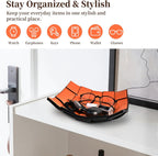 MSJGA Valet Tray PU Leather Key Holder Bowl for Women and Men Entryway Table Nightstand Desk Tray for Wallet, Keys Men's Gift - Orange & Black, 9.8" L x 9.8" W x 2" H