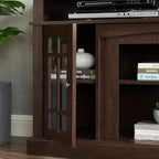 58" Farmhouse Entertainment Center: Espresso Wood TV Stand for 60 Inch TV | Rustic Tall TV Console for Living Room with Storage Cabinet and Adjustable Shelves