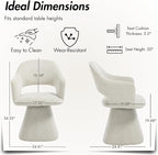 360° Swivel Dining Chair with Arms Set of 6, Chenille Upholstered Barrel Accent Kitchen Chairs with Hollow High Back, Deskchair for Dining Room Bedroom Vanity, Beige