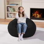 Homguava 2FT Bean Bag Chair,Teardrop Beanbag Chair Bean Bags with Handle | Small Bean Bag with Memory Foam Filled and Ultra Soft Corduroy Cover for Living Room, Bedroom（Black 2FT)