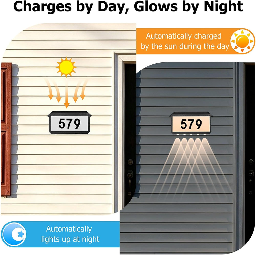 Solar Address Sign with 5 Large Lenses, 3-Light Modes