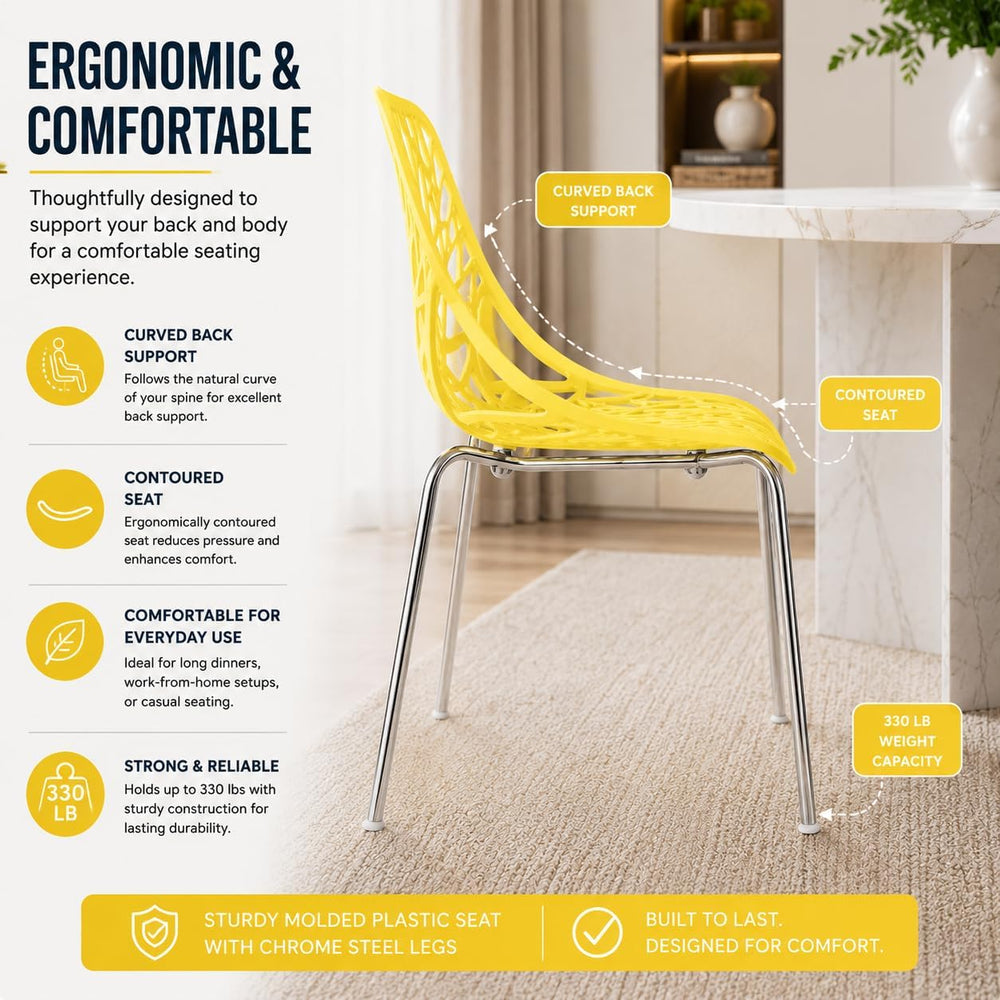 Modern Yellow Dining Chair, Birch Style Chairs for Dining Room, Hotels, Resta...
